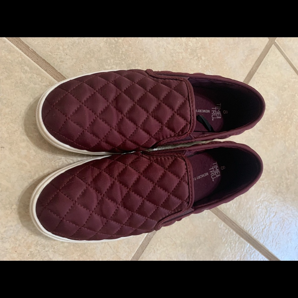Time & True Maroon Slip Ons